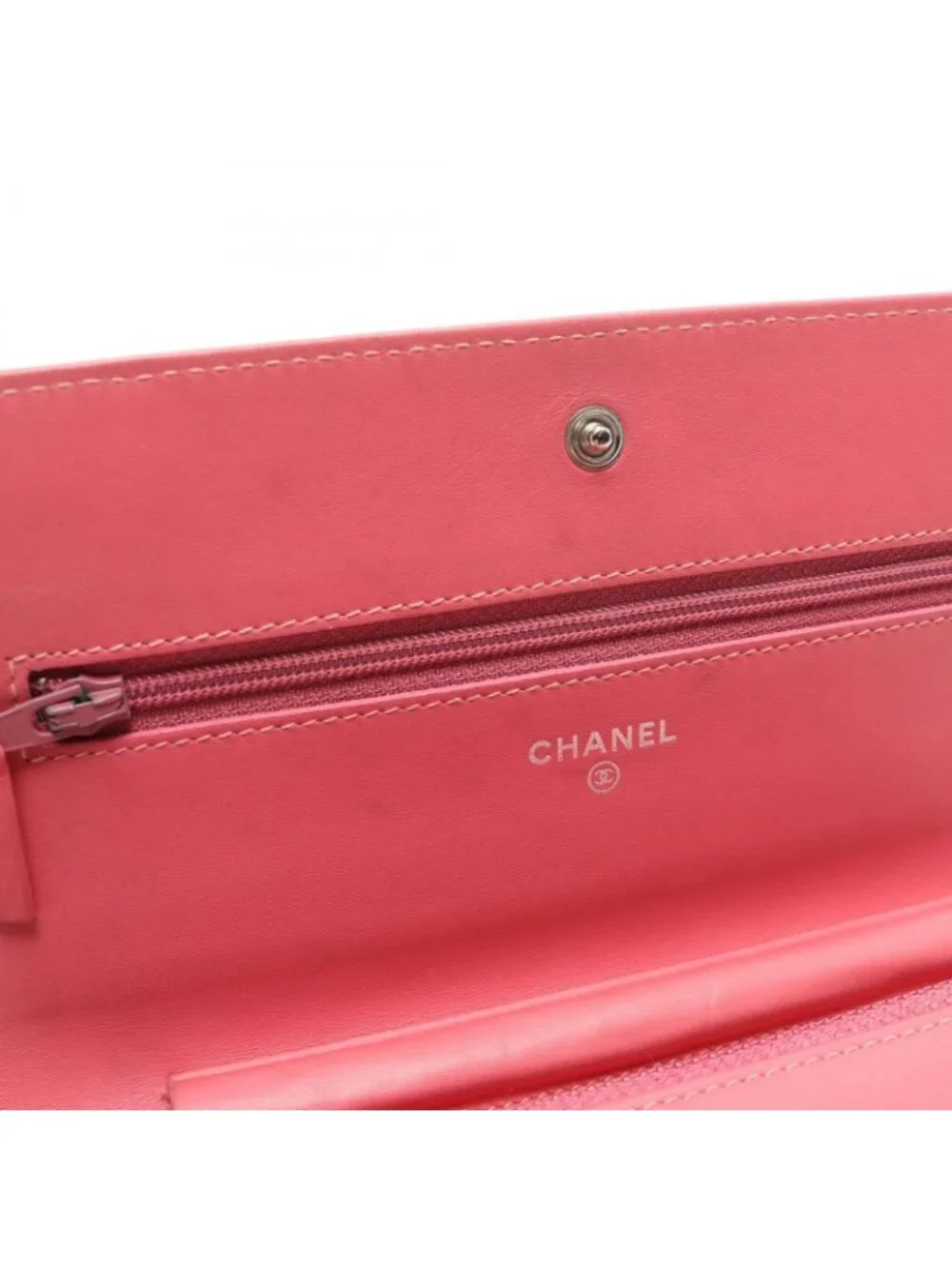 Chanel Shoulder Bag Quilted Pink Caviar Leather Chain Wallet